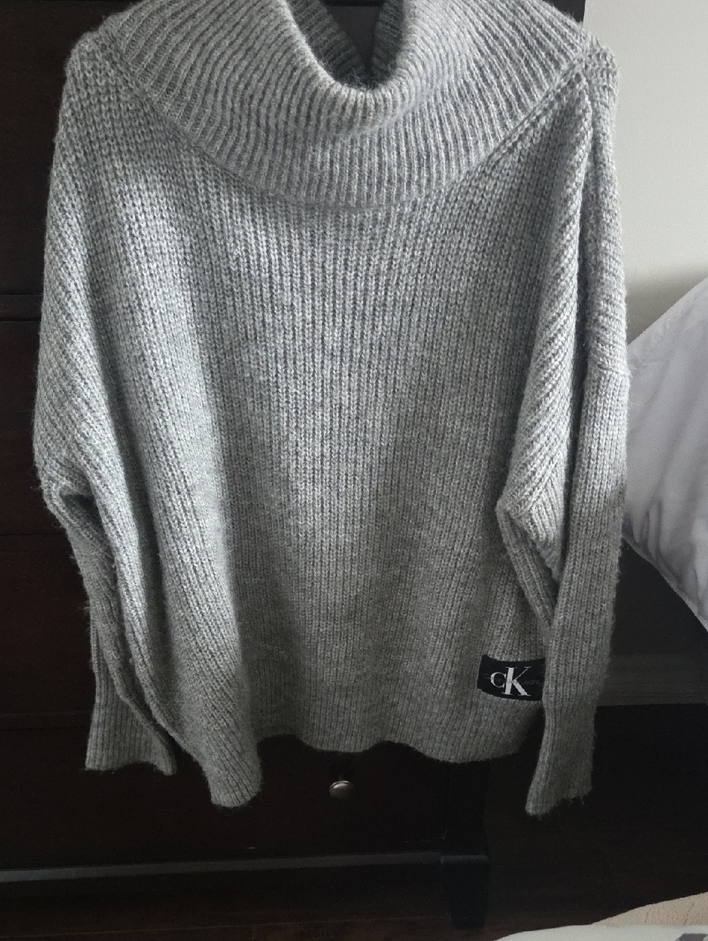 Calvin Klein Light Gray Ribbed Turtleneck Sweater